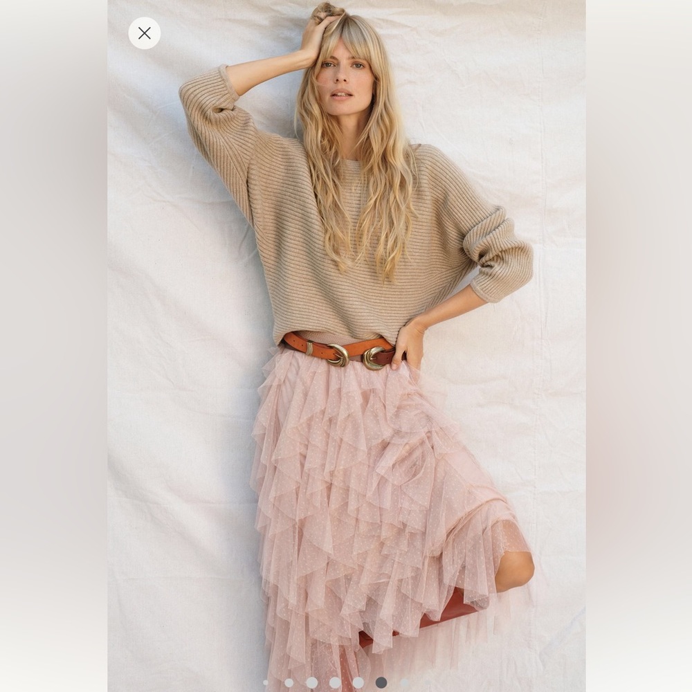 Anthropologie Pink Tulle ballerina skirt tiers NWT S 8-10